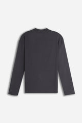 T-SHIRT GIROCOLLO STAMPATA MANICA LUNGA ANTRACITE