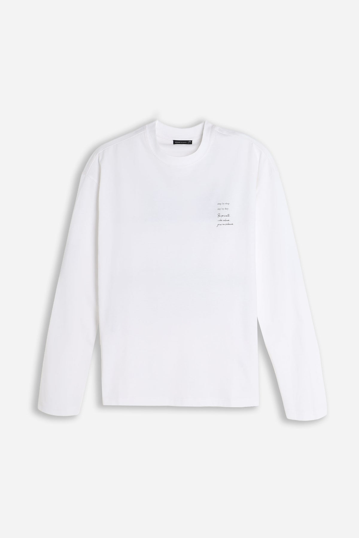 T-SHIRT GIROCOLLO STAMPATA MANICA LUNGA BIANCO