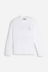 T-SHIRT GIROCOLLO STAMPATA MANICA LUNGA BIANCO
