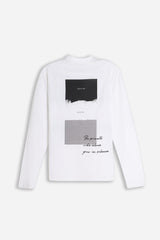 T-SHIRT GIROCOLLO STAMPATA MANICA LUNGA BIANCO