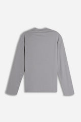 T-SHIRT GIROCOLLO STAMPATA MANICA LUNGA GRIGIO MEDIO