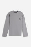 T-SHIRT GIROCOLLO STAMPATA MANICA LUNGA GRIGIO MEDIO