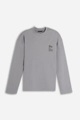 T-SHIRT GIROCOLLO STAMPATA MANICA LUNGA GRIGIO MEDIO