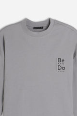 T-SHIRT GIROCOLLO STAMPATA MANICA LUNGA GRIGIO MEDIO