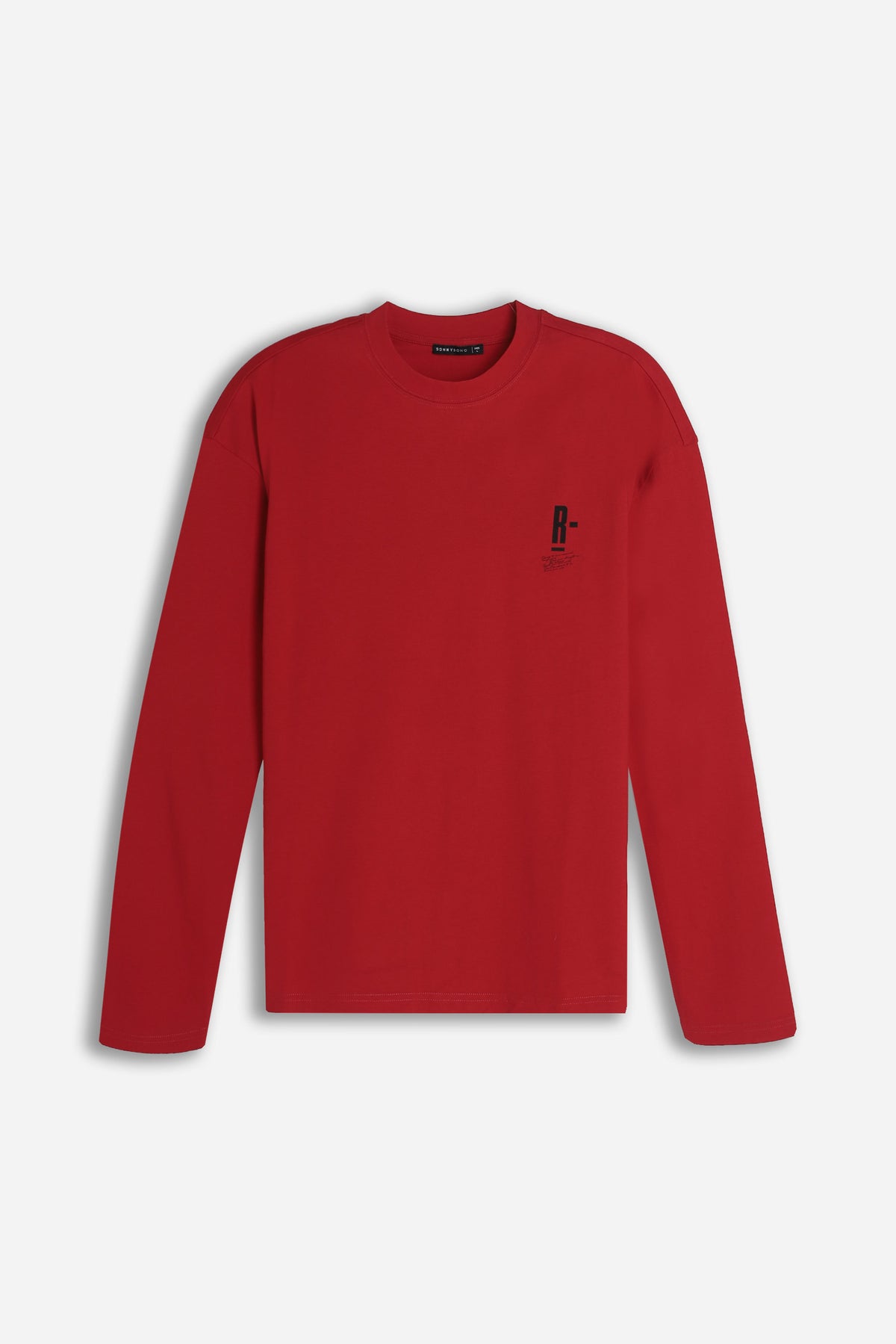 T-SHIRT GIROCOLLO STAMPATA MANICA LUNGA RUBINO
