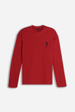 T-SHIRT GIROCOLLO STAMPATA MANICA LUNGA RUBINO