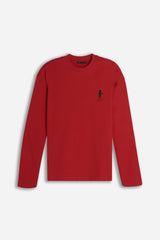 T-SHIRT GIROCOLLO STAMPATA MANICA LUNGA RUBINO