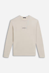 T-SHIRT GIROCOLLO STAMPATA MANICA LUNGA BEIGE CHIARO