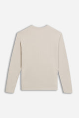 T-SHIRT GIROCOLLO STAMPATA MANICA LUNGA BEIGE CHIARO