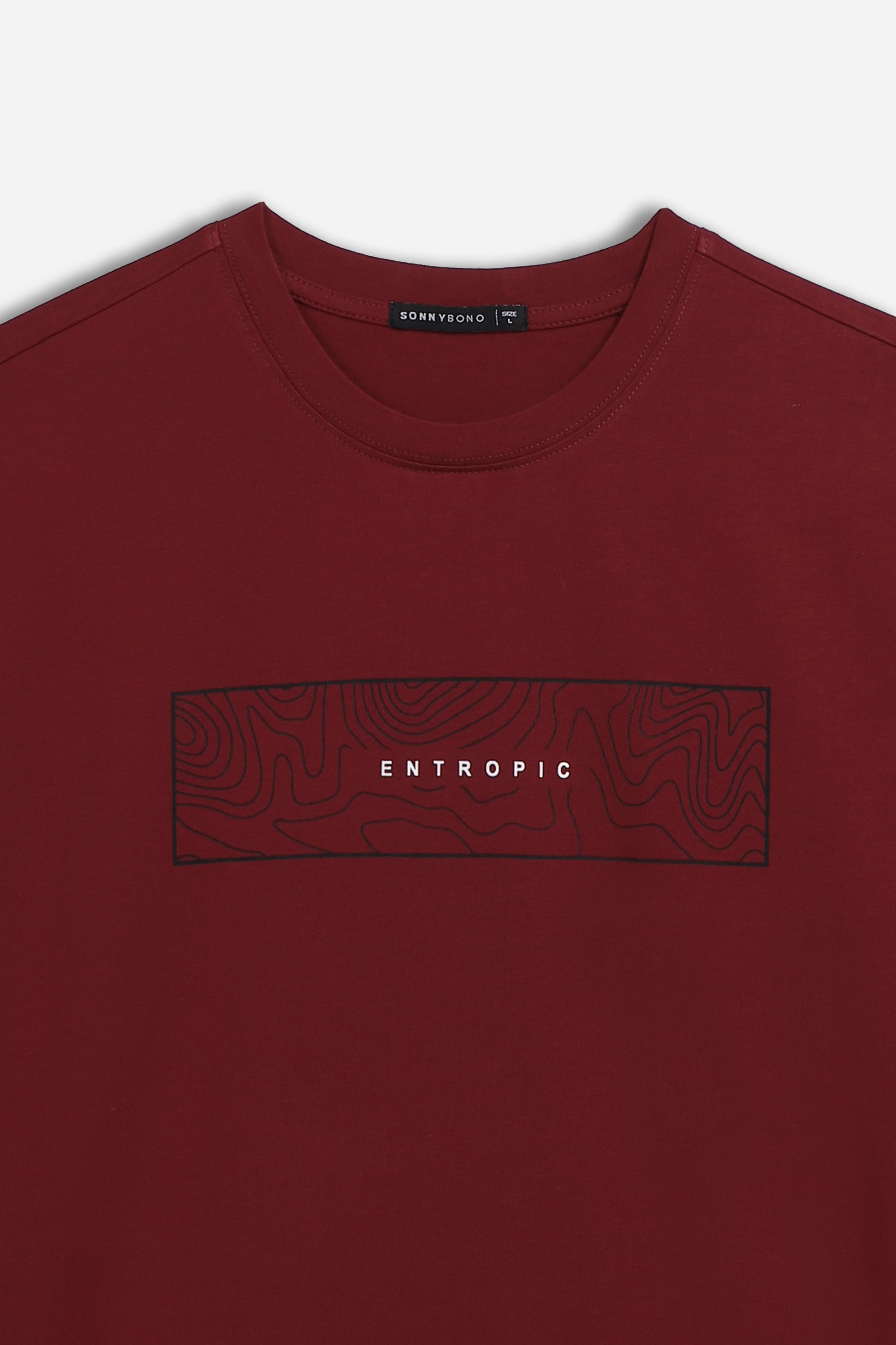 T-SHIRT GIROCOLLO STAMPATA MANICA LUNGA BORDEAUX