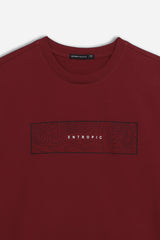 T-SHIRT GIROCOLLO STAMPATA MANICA LUNGA BORDEAUX