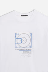 T-SHIRT GIROCOLLO STAMPATA MANICA LUNGA BIANCO