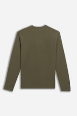 T-SHIRT GIROCOLLO STAMPATA MANICA LUNGA VERDE MILITARE