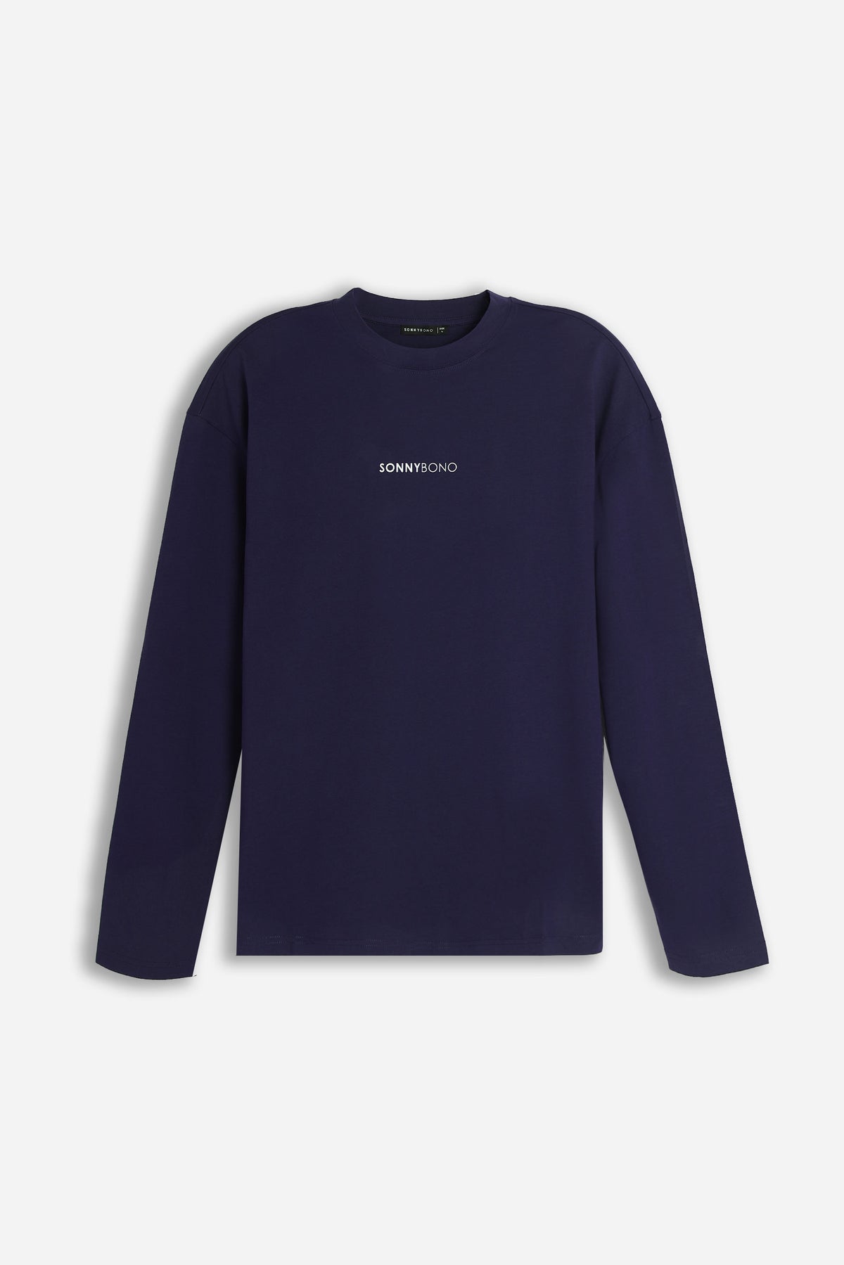 T-SHIRT GIROCOLLO CON LOGO MANICA LUNGA BLEU
