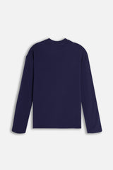 T-SHIRT GIROCOLLO CON LOGO MANICA LUNGA BLEU