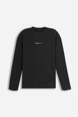 T-SHIRT GIROCOLLO CON LOGO MANICA LUNGA NERO