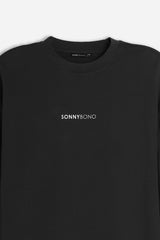 T-SHIRT GIROCOLLO CON LOGO MANICA LUNGA NERO