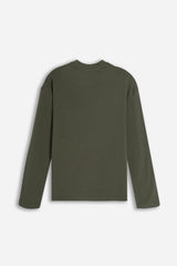 T-SHIRT GIROCOLLO CON LOGO MANICA LUNGA VERDE MILITARE