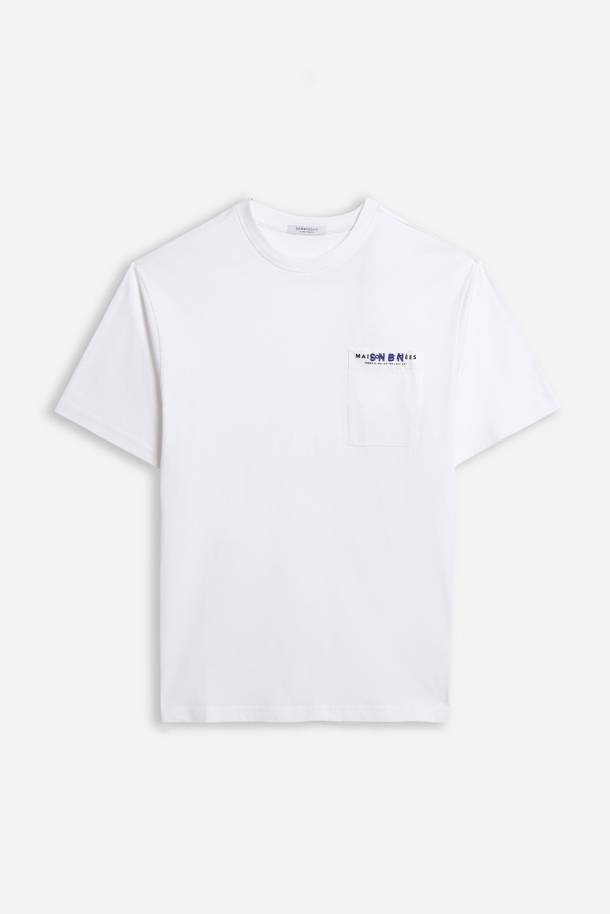 T-SHIRT CON TASCHINO E STAMPA BIANCO