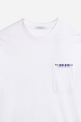 T-SHIRT CON TASCHINO E STAMPA BIANCO