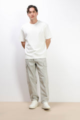 T-SHIRT GIROCOLLO OVER FIT GESSO