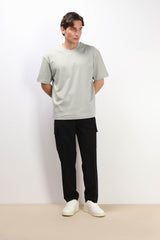 T-SHIRT GIROCOLLO OVER FIT GRIGIO