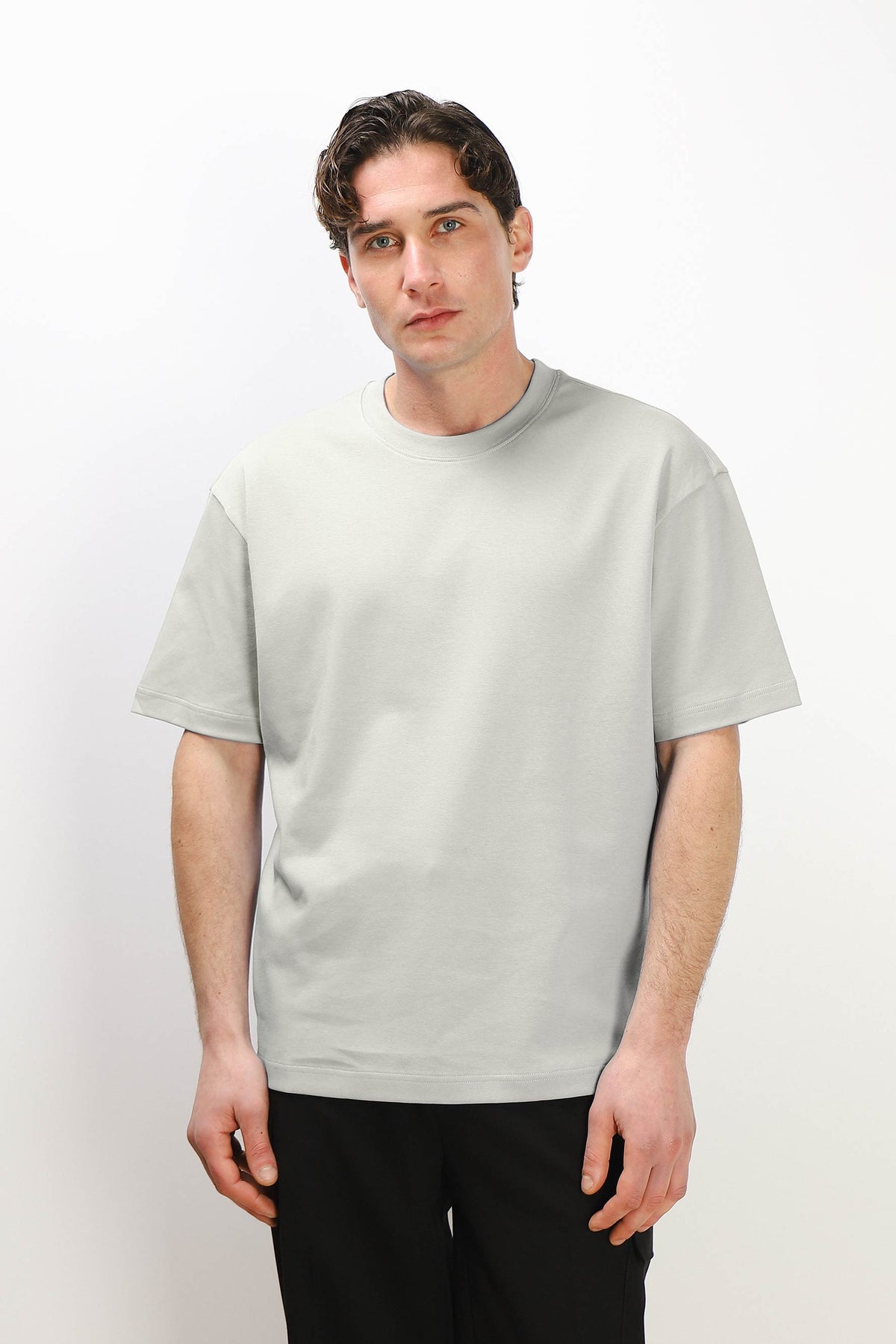 T-SHIRT GIROCOLLO OVER FIT GRIGIO