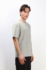T-SHIRT GIROCOLLO OVER FIT GRIGIO