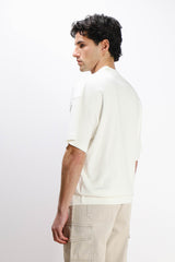 T-SHIRT SCOLLO A V OVER FIT GESSO