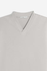 T-SHIRT SCOLLO A V OVER FIT GRIGIO