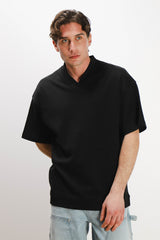 T-SHIRT SCOLLO A V OVER FIT NERO