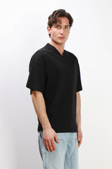 T-SHIRT SCOLLO A V OVER FIT NERO