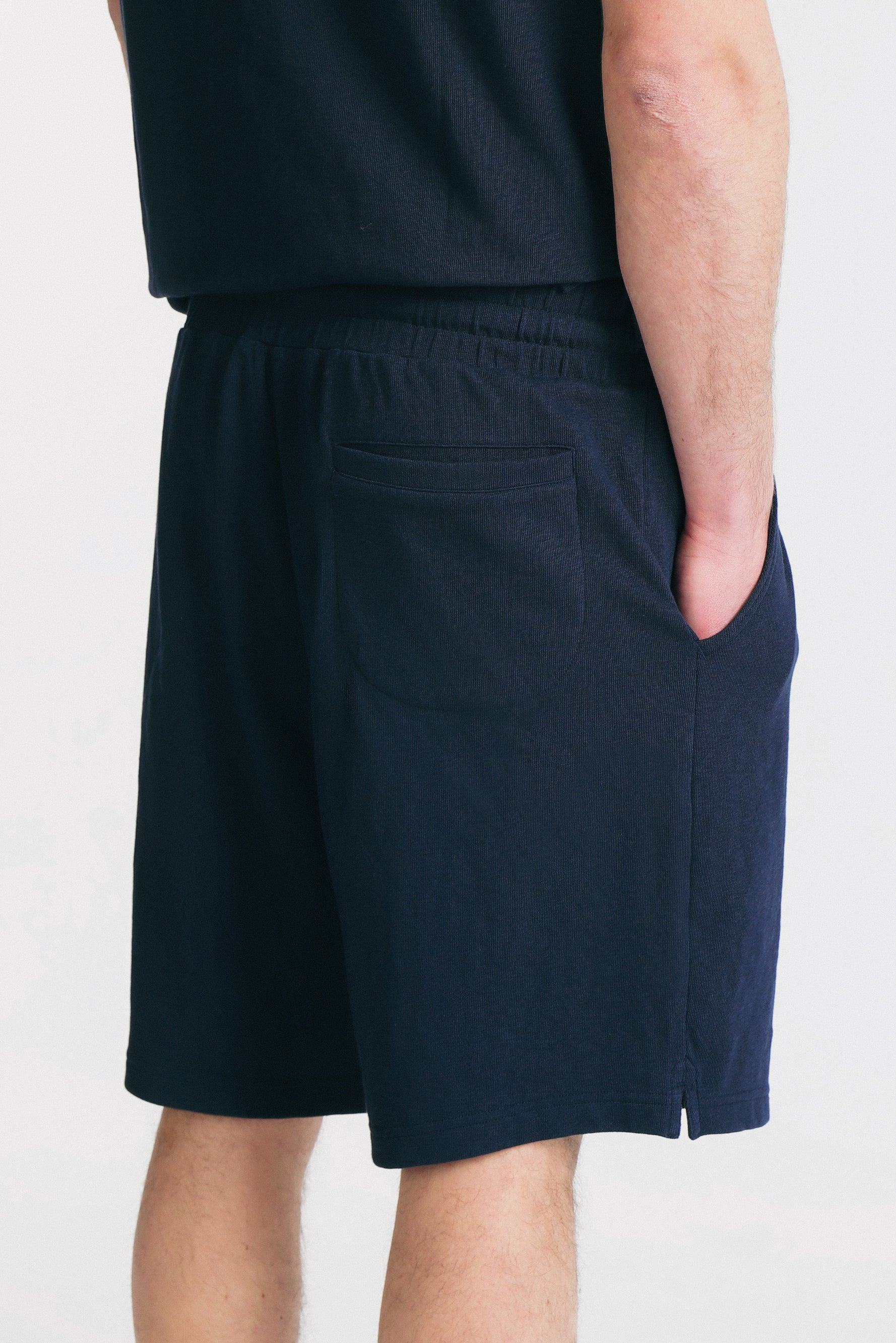 BERMUDA EFFETTO LINO IN SLUB BLEU
