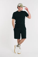 BERMUDA EFFETTO LINO IN SLUB NERO