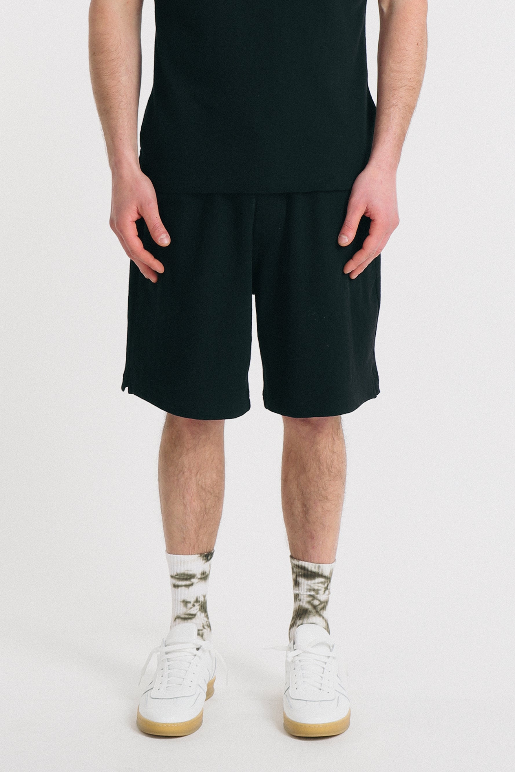 BERMUDA EFFETTO LINO IN SLUB NERO