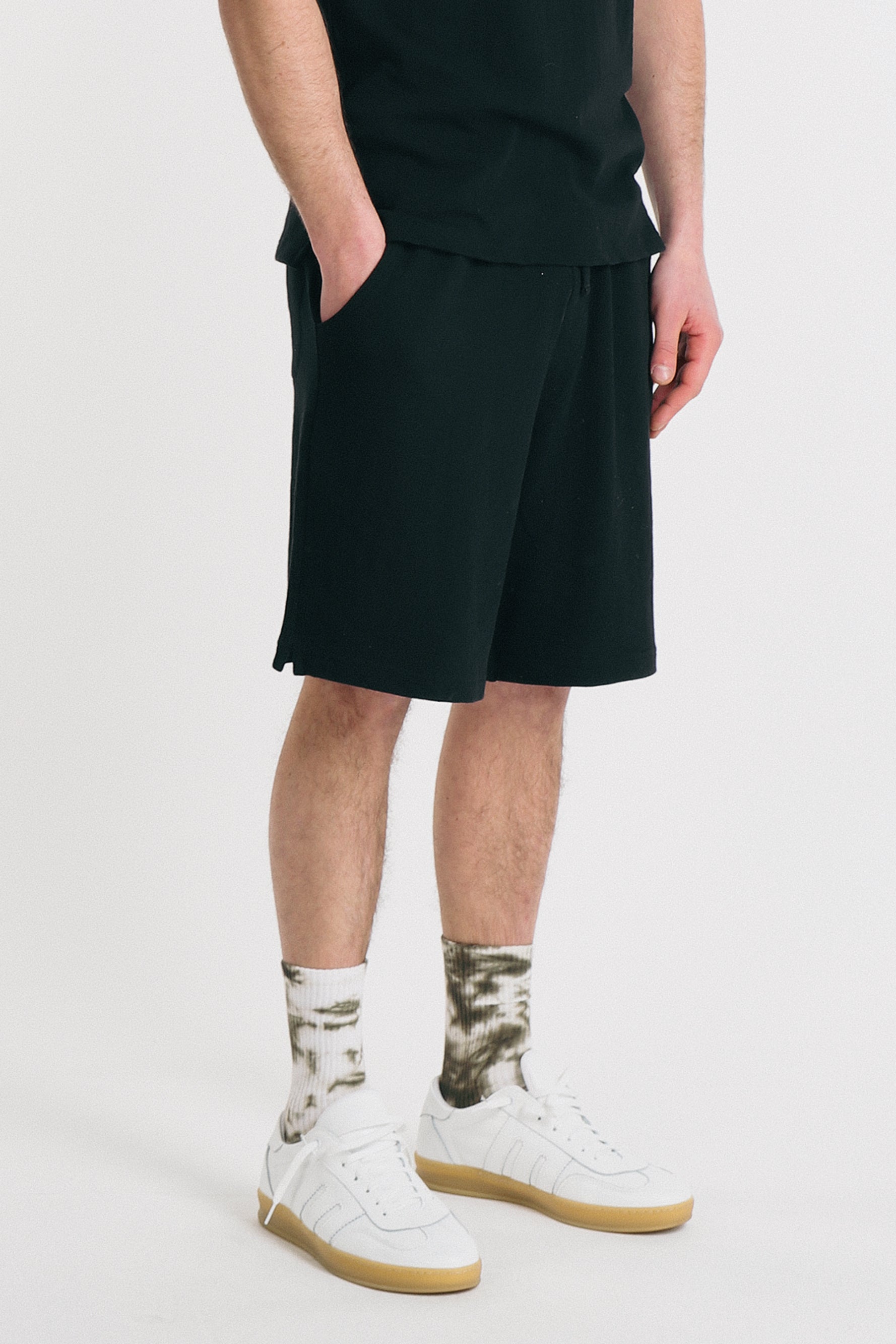 BERMUDA EFFETTO LINO IN SLUB NERO