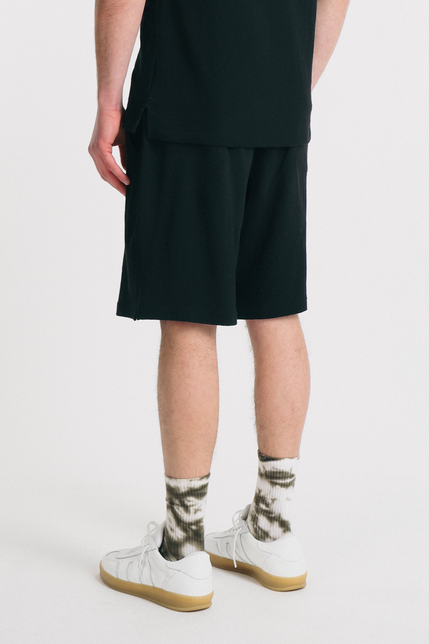 BERMUDA EFFETTO LINO IN SLUB NERO