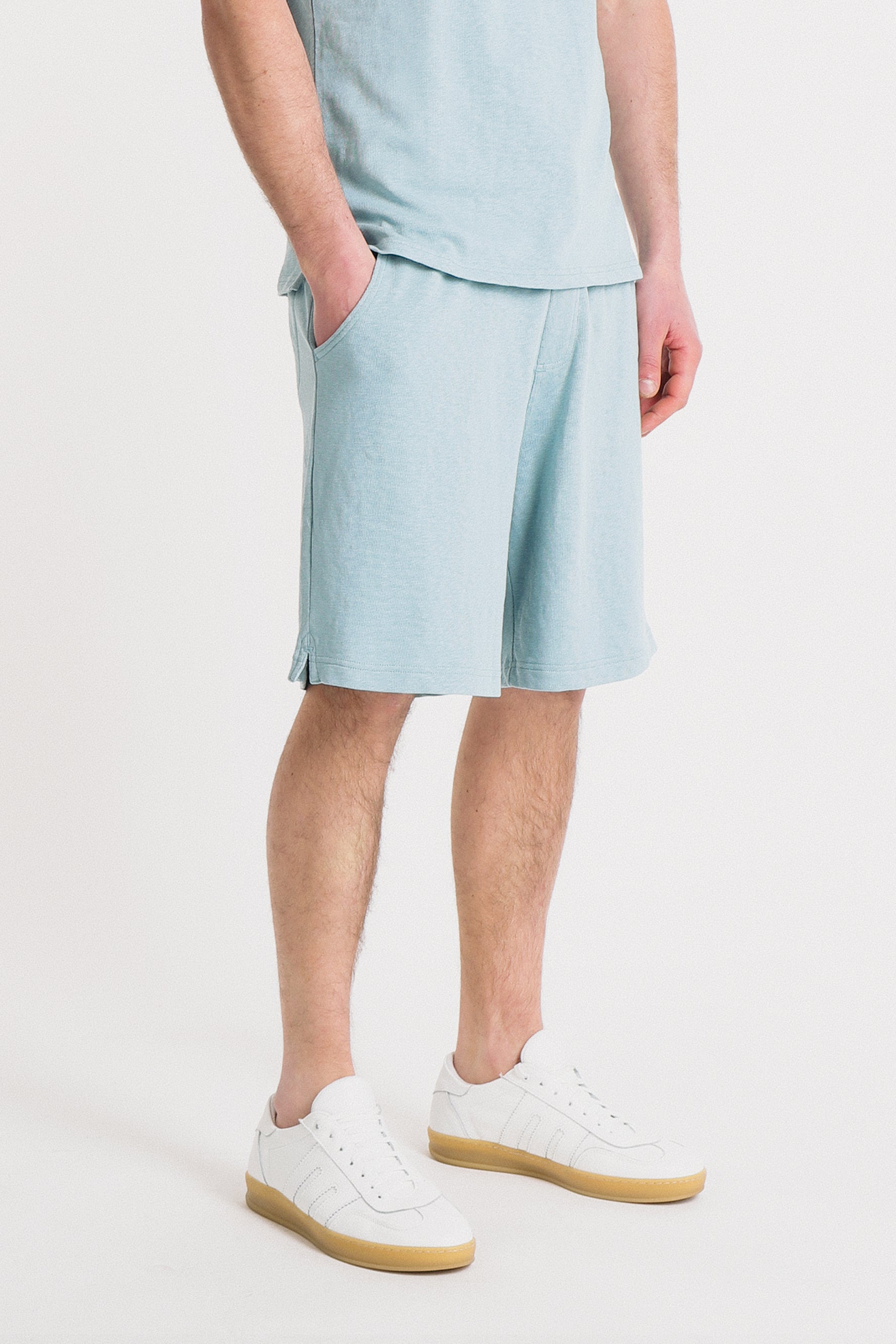 BERMUDA EFFETTO LINO IN SLUB POLVERE