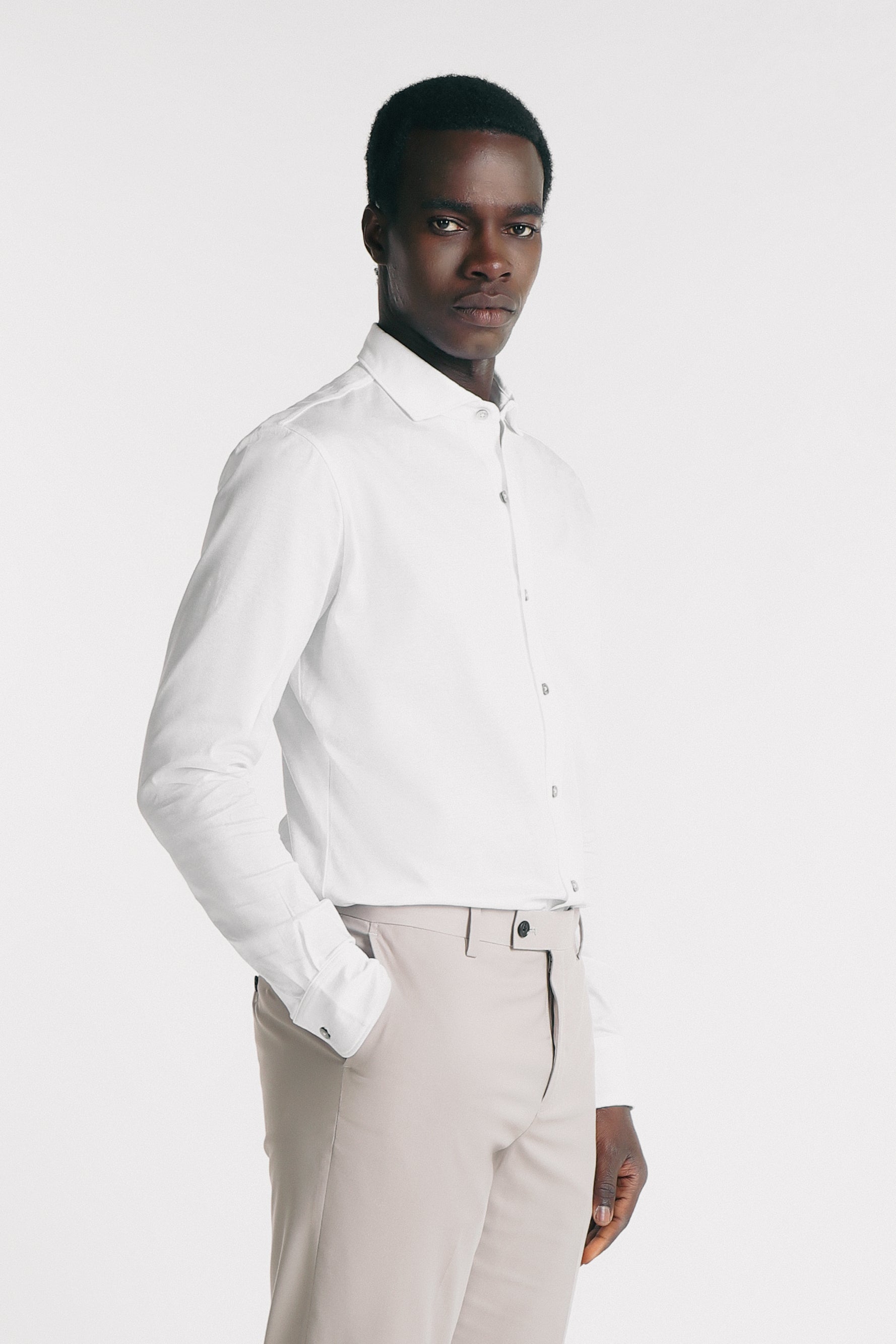 CAMICIA IN JERSEY MERCERIZZATO BIANCO