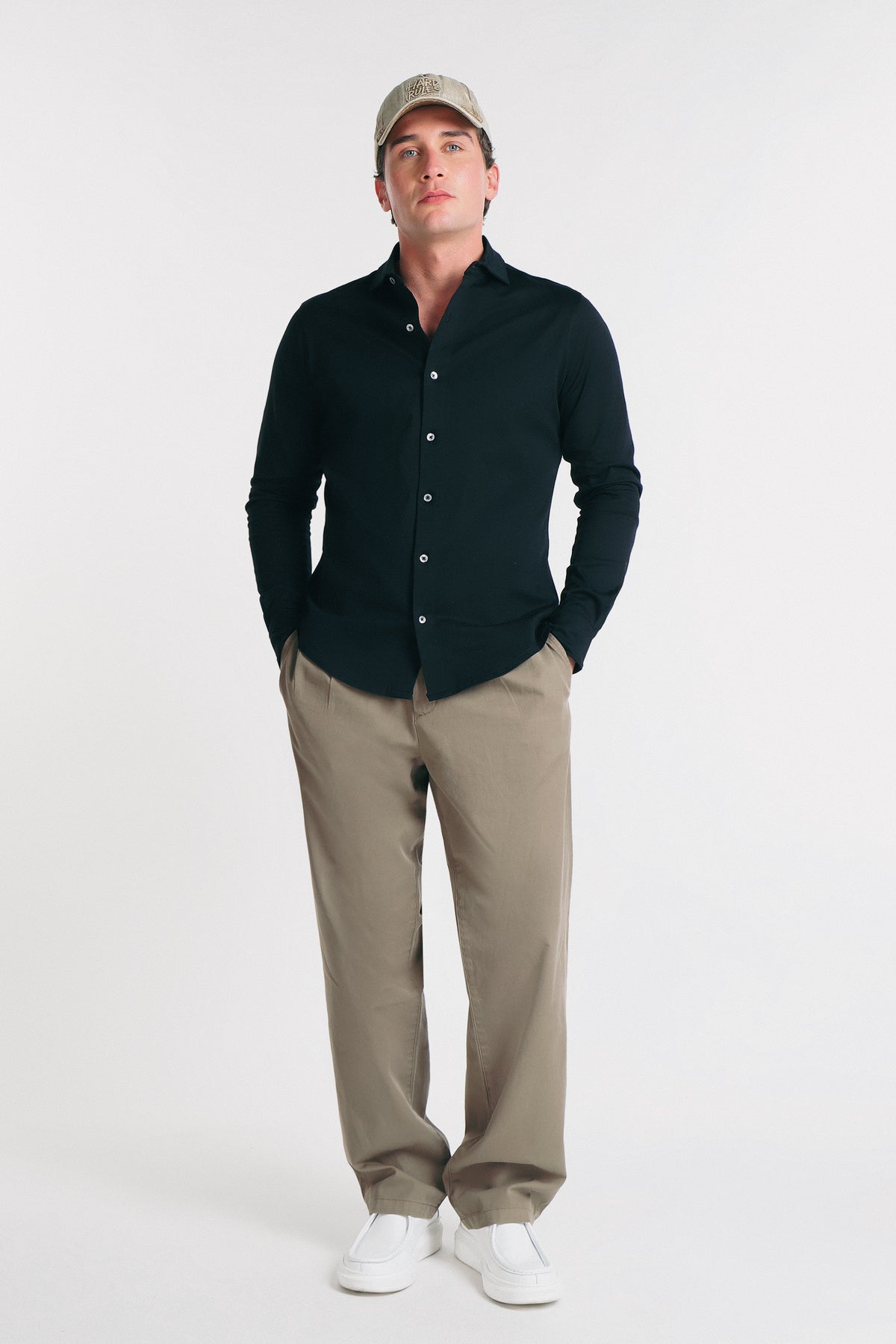 CAMICIA IN JERSEY MERCERIZZATO NERO