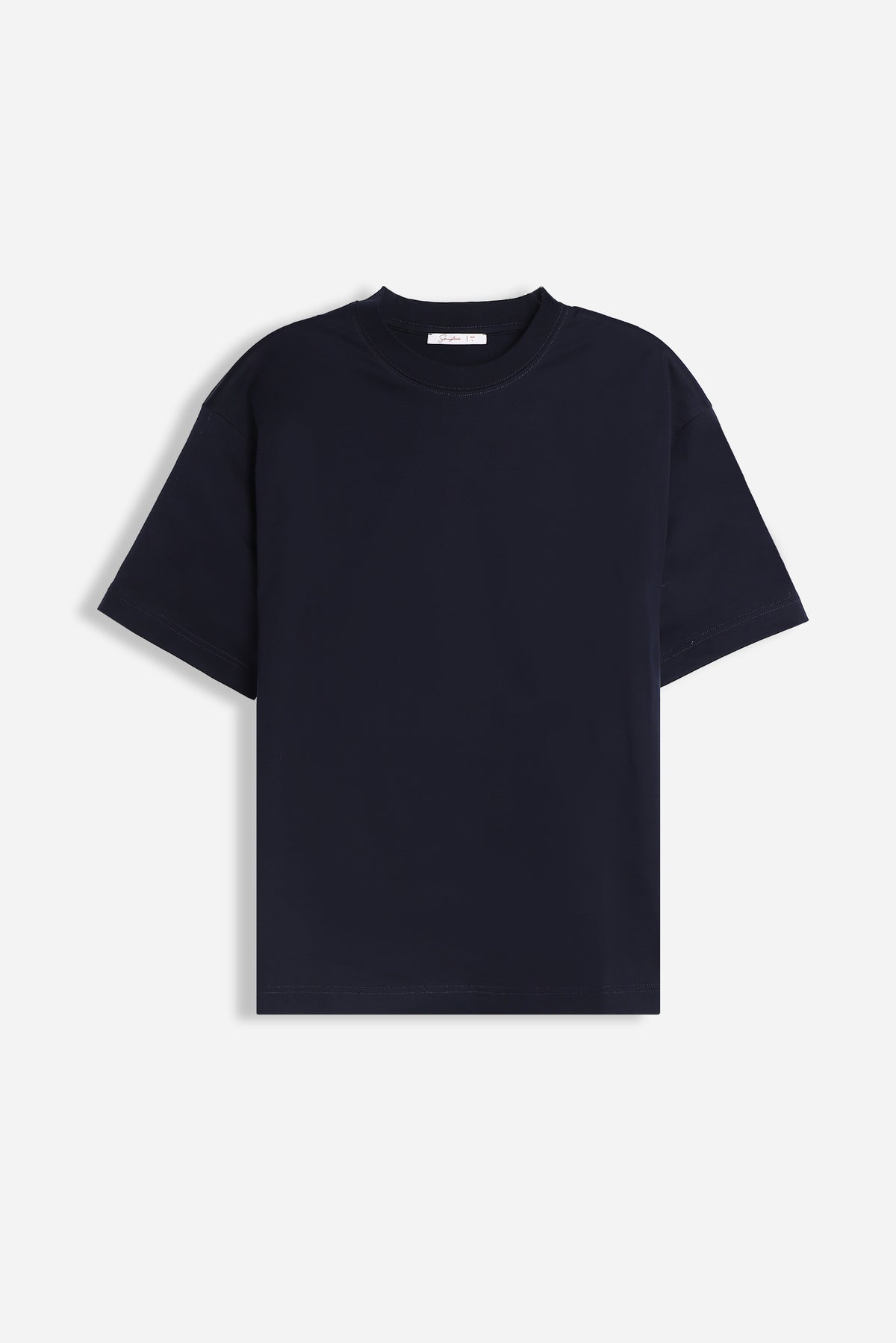 T-SHIRT GIROCOLLO IN COTONE MERCERIZZATO BLEU
