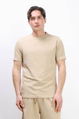 T-SHIRT GIROCOLLO SLUB EFFETTO LINO BEIGE
