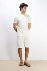 T-SHIRT GIROCOLLO SLUB EFFETTO LINO BIANCO