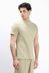 T-SHIRT GIROCOLLO SLUB EFFETTO LINO KAKI