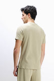 T-SHIRT GIROCOLLO SLUB EFFETTO LINO KAKI