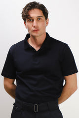POLO IN COTONE MERCERIZZATO COLLO A CONTRASTO BLEU