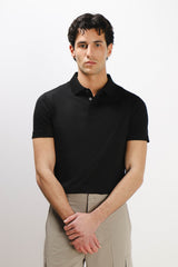 POLO IN COTONE MERCERIZZATO COLLO A CONTRASTO NERO