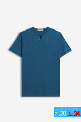T-SHIRT COLLO A GOCCIA IN SLUB OTTANIO