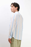 CAMICIA COLLO COREANO COTONE SLUB F AZZURRO