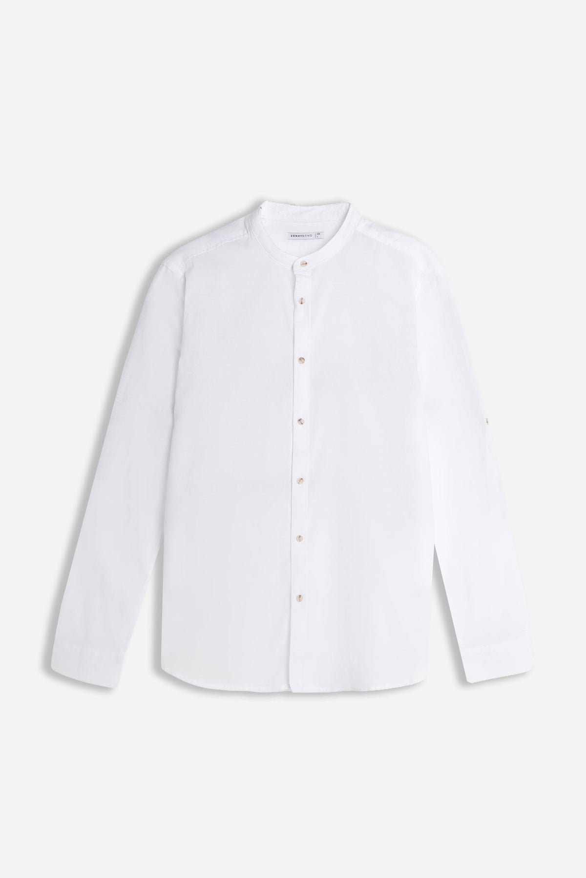 CAMICIA COLLO COREANO COTONE SLUB BIANCO